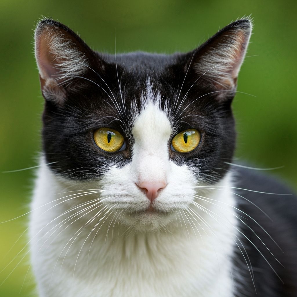 Close-up van een kat met heldere ogen als een gefocuste jager - representeert de strikte carnivore behoeften